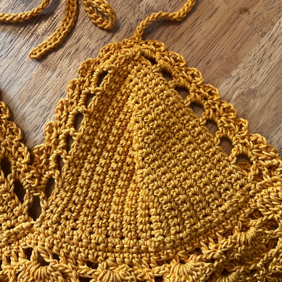 Hand Crafted Crochet Halter Hippie Boho Crop Bikini Floral Top Off the shoulder - Picture 11 of 14